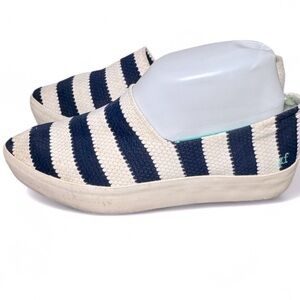 XF Striped Women’s Navy Nautical Slip-On Pointed Toe Shoes- Size 9